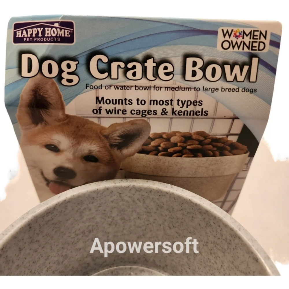 Happy Home Dog Crate Food & Water Bowl w Cage Mount
